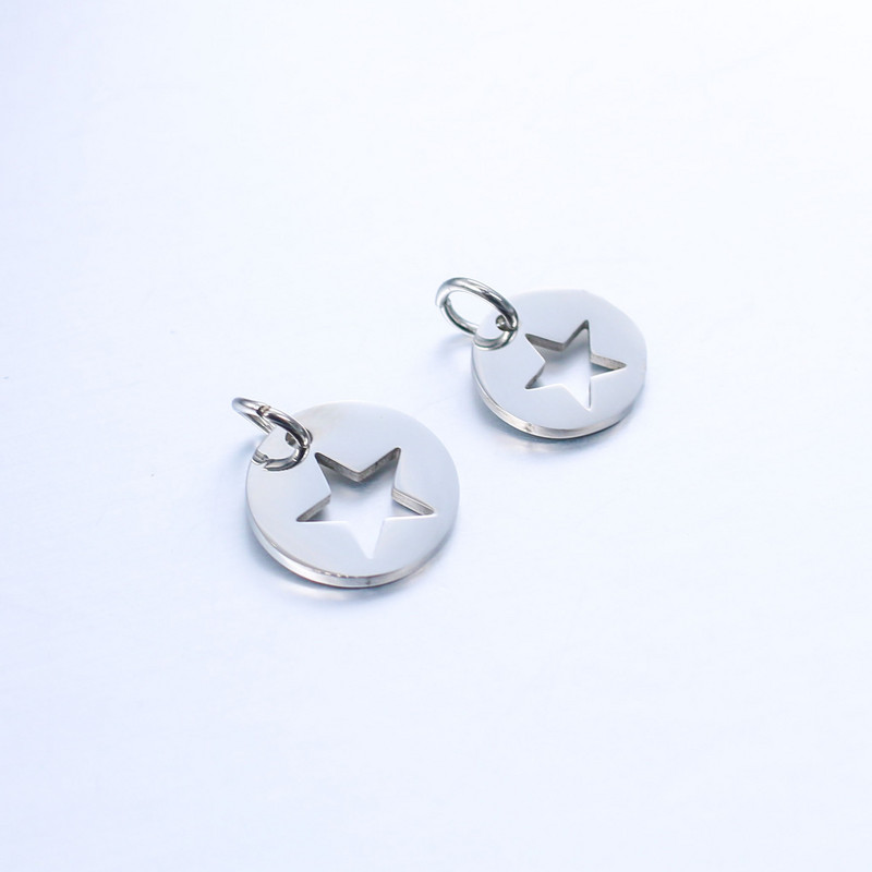 DOOYIO 5vnt nerūdijančio plieno apvalios tuščiavidurės penkiakampės žvaigždės pakabukas, pasidaryk pats auskarai, karoliai, apyrankės, papuošalų gamybos reikmenys