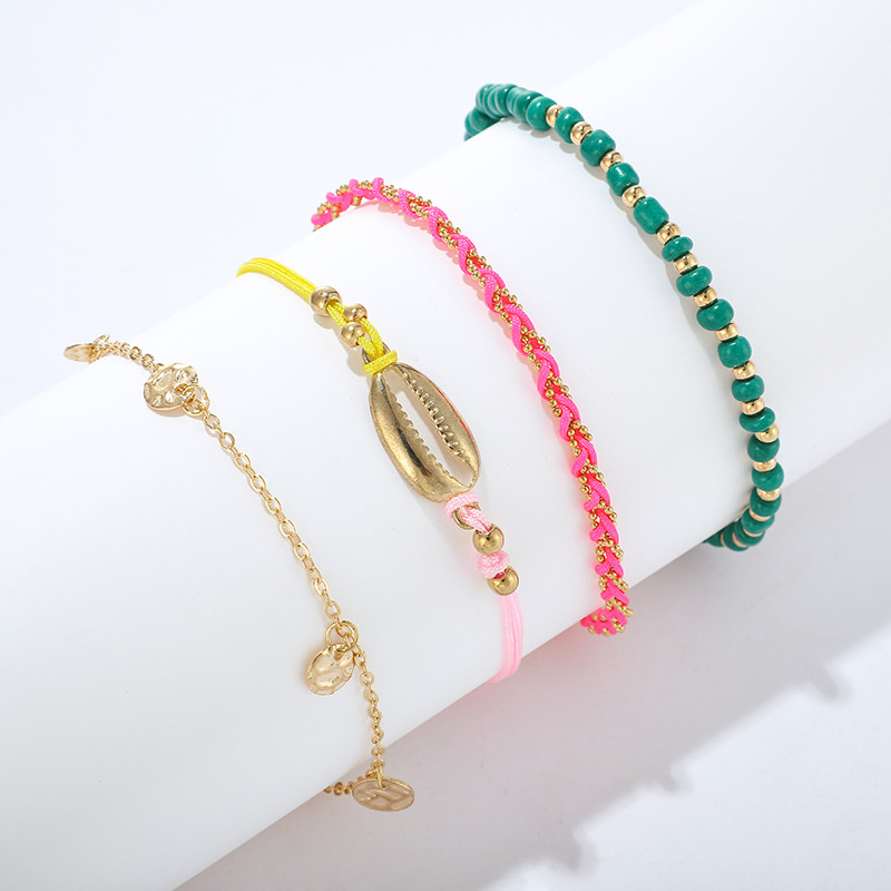 Tocona Ethnic Boho mitmekihilised jalavõrud naistele võluvad helmed pahkluu käevõru kestast lehest ripats sandaalist pahkluu ehted