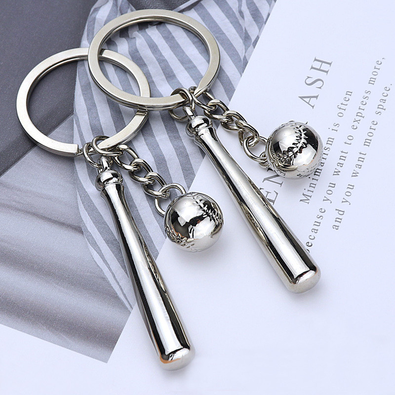 Elegáns unisex baseball kulcstartó fém sport ékszerek baseball ütő kulcstartó medál tartós autós kulcstartó klub kulcstartó emléktárgy