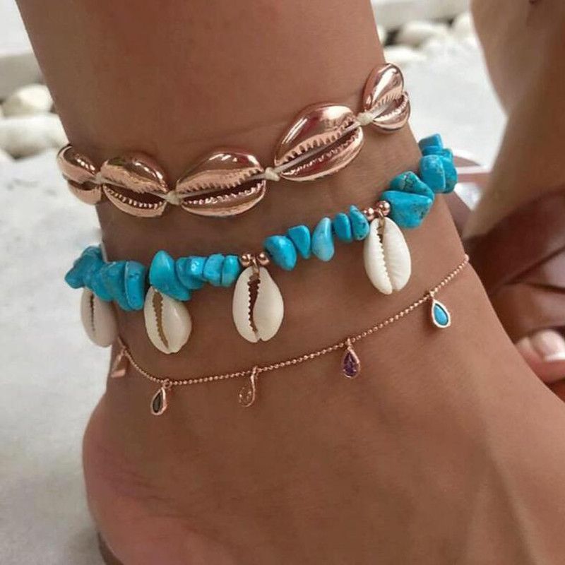 Tocona Stratificată de culoare auriu coajă pandantiv lanț gleznă brățară picior picior bijuterii Boho farmec glezne pentru femei Accesorii Mujer