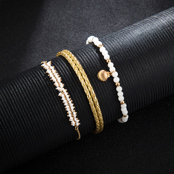 Tocona White Beaded Scallop Boho Rope Anklets for Women Multi-layer Chain Charm Anklet Foot Гривна Бижута Tobillera 8408