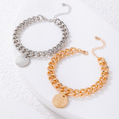 ToconaPunk gleznă cu lanț gros pentru femei fete culoare aurie napolitană aliaj metal picioare reglabile accesorii bijuterii boeme 19762