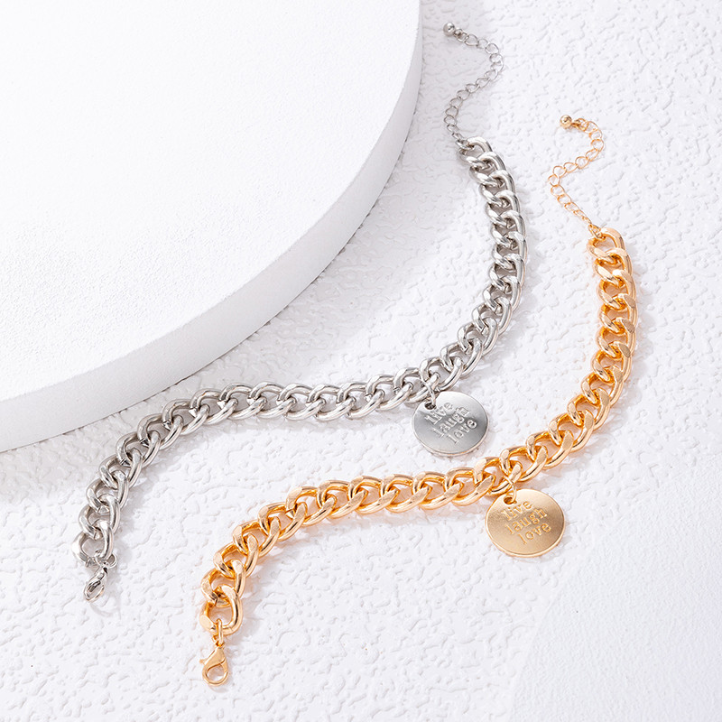 ToconaPunk gleznă cu lanț gros pentru femei fete culoare aurie napolitană aliaj metal picioare reglabile accesorii bijuterii boeme 19762