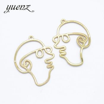 YuenZ 10 бр. 26 Style Face KC Gold Color Trendy Charm Женска обеца Колие Талисмани от сплав за изработка на бижута W15