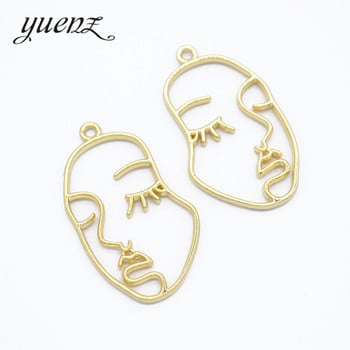 YuenZ 10 бр. 26 Style Face KC Gold Color Trendy Charm Женска обеца Колие Талисмани от сплав за изработка на бижута W15