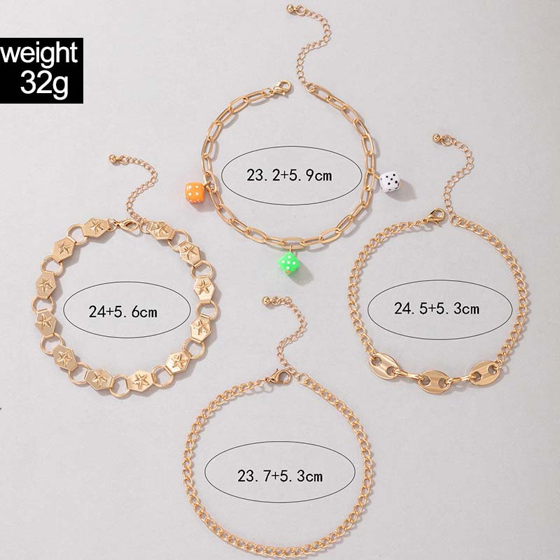 Tocona, zaruri acrilice colorate, gleznă de aur pentru femei, lanț pentru picioare, ciucuri din metal greu, bijuterii reglabile din aliaj, 4 buc/seturi 20290