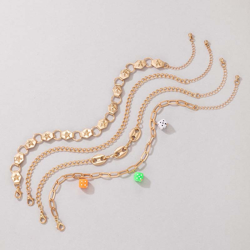 Tocona, zaruri acrilice colorate, gleznă de aur pentru femei, lanț pentru picioare, ciucuri din metal greu, bijuterii reglabile din aliaj, 4 buc/seturi 20290