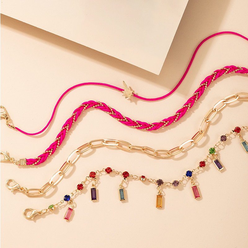 Tocona, piatră de cristal colorată, ciucuri, glezne, brățări pentru femei, mărgele de iluminat, lanț pentru picioare, bijuterii boeme 4 buc/seturi 9067