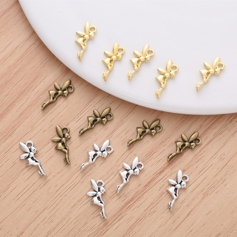 50 de bucăți Brelocuri de elf cu zâne de epocă potrivite pentru colier cu pandantiv pentru femei, bricolaj, fabricare de bijuterii, accesorii pentru brățări