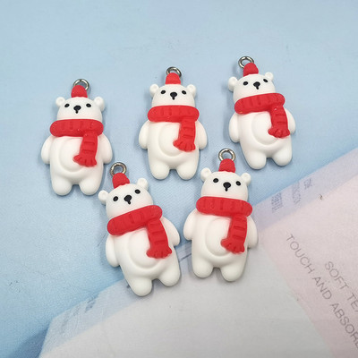 10 bucăți Kawaii Animale de Crăciun Brelocuri pentru ursuleți pentru realizarea de bijuterii, bricolaj, pandantive, cercei, artizanat cu animale lucrate manual