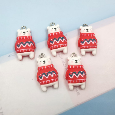 10 bucăți Kawaii Animale de Crăciun Brelocuri pentru ursuleți pentru realizarea de bijuterii, bricolaj, pandantive, cercei, artizanat cu animale lucrate manual