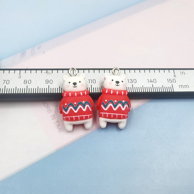 10 bucăți Kawaii Animale de Crăciun Brelocuri pentru ursuleți pentru realizarea de bijuterii, bricolaj, pandantive, cercei, artizanat cu animale lucrate manual