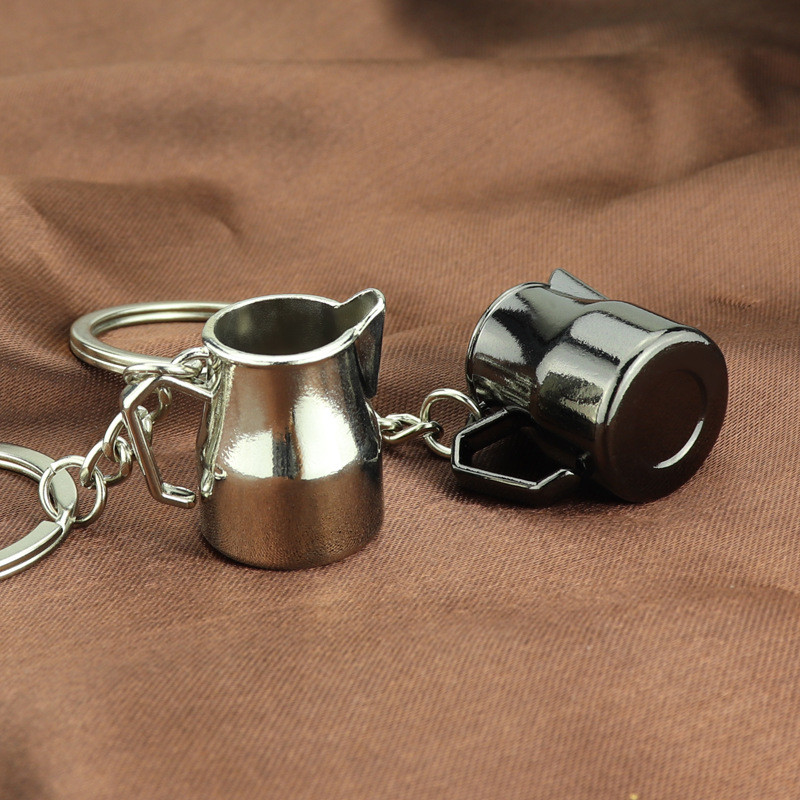 Breloc de cafea portabil, imitație, pentru cafea Barista, mâner metalic, ulcior Moka, cafenea, breloc, accesorii pentru espresso