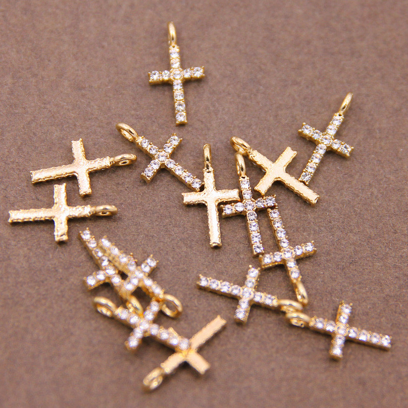 10 buc. Mini pandantive cu farmec cu cruce de religie pentru brățară, colier, accesorii de bijuterii, fabricare de bijuterii
