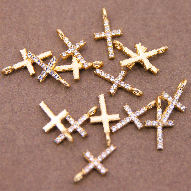 10 buc. Mini pandantive cu farmec cu cruce de religie pentru brățară, colier, accesorii de bijuterii, fabricare de bijuterii