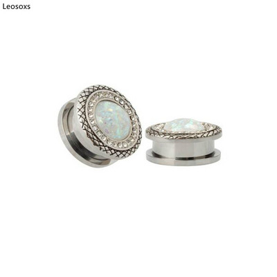 Leosoxs 2 vnt nerūdijančio plieno krištoliniai kištukai ir tuneliai Auskarai ausų plėtiklis ausų kištukai žmogaus kūno auskarų vėrimas papuošalai