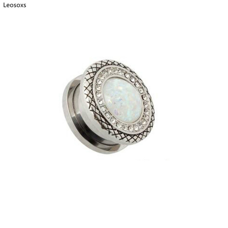 Leosoxs 2 vnt nerūdijančio plieno krištoliniai kištukai ir tuneliai Auskarai ausų plėtiklis ausų kištukai žmogaus kūno auskarų vėrimas papuošalai