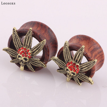 Leosoxs 2 τμχ Hot Sale Wood Ghost Head Ear Expander Ear Expander Human Body Piercing Κοσμήματα