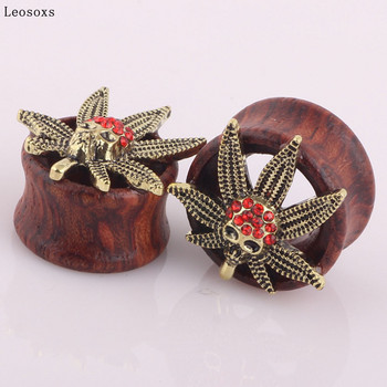 Leosoxs 2 τμχ Hot Sale Wood Ghost Head Ear Expander Ear Expander Human Body Piercing Κοσμήματα