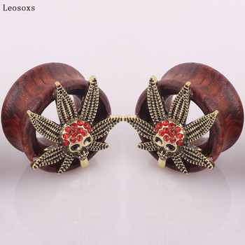 Leosoxs 2 τμχ Hot Sale Wood Ghost Head Ear Expander Ear Expander Human Body Piercing Κοσμήματα