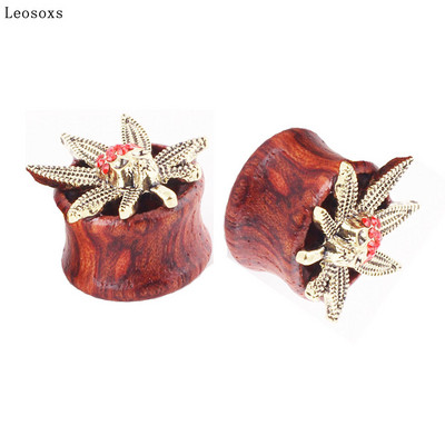 Leosoxs 2vnt Karštas išpardavimas Wood Ghost Head Ausų plėtiklis Ausų plėtiklis Žmogaus kūno auskarų vėrimas papuošalai