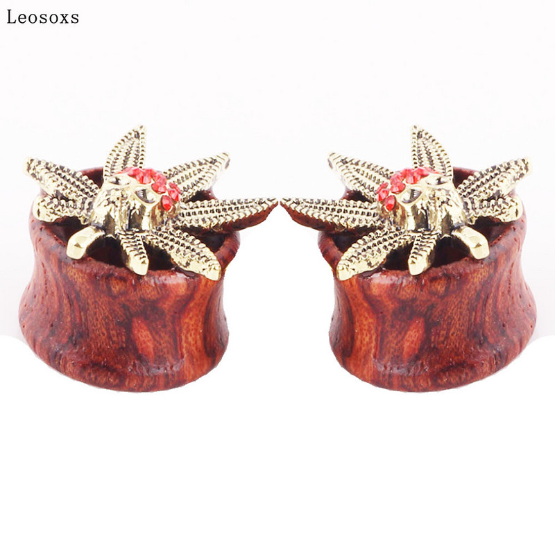 Leosoxs 2vnt Karštas išpardavimas Wood Ghost Head Ausų plėtiklis Ausų plėtiklis Žmogaus kūno auskarų vėrimas papuošalai