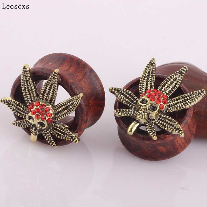 Leosoxs 2vnt Karštas išpardavimas Wood Ghost Head Ausų plėtiklis Ausų plėtiklis Žmogaus kūno auskarų vėrimas papuošalai