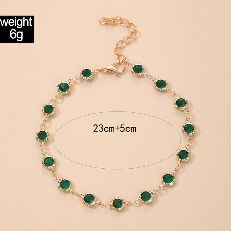 ToconaPicior de gleznă colorat cu stras pentru femei, lanț pentru picioare de perle de lux, sandale desculțe, bijuterii boeme reglabile Gift4333