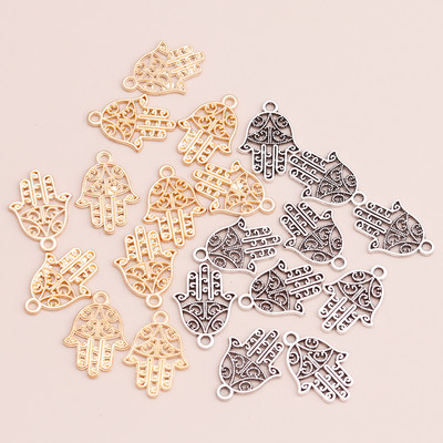 50 de bucăți Vintage Hamsa Hand Charms se potrivesc cu bijuterii Lucky Fatima Metal Din aliaj de zinc Handmade Bricolaj Charms