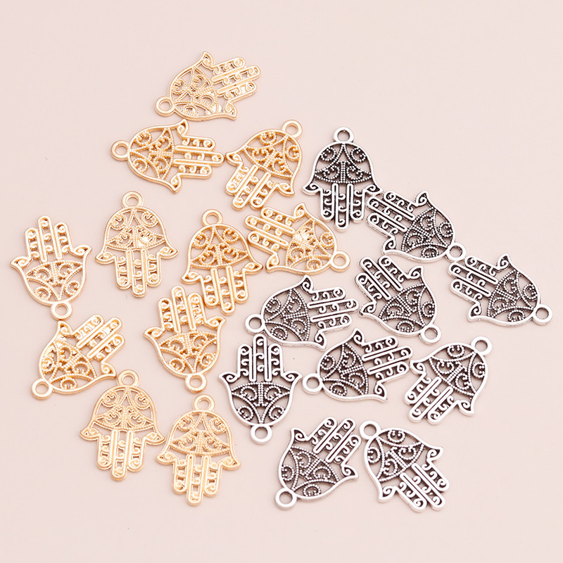 50 de bucăți Vintage Hamsa Hand Charms se potrivesc cu bijuterii Lucky Fatima Metal Din aliaj de zinc Handmade Bricolaj Charms
