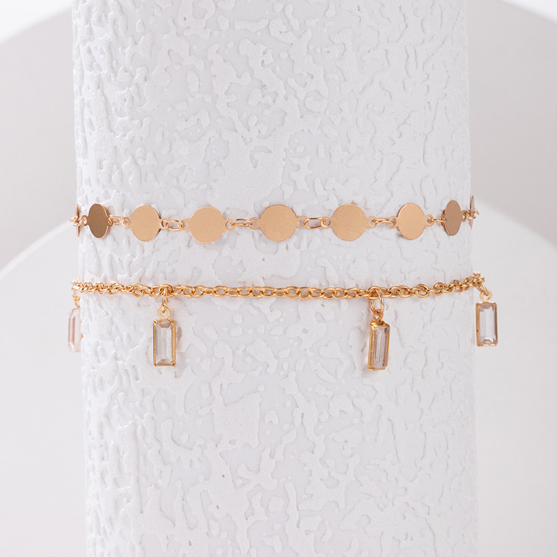 Tocona Charms cheie glezna napolitana stras stralucitor lant pentru picioare reglabil bijuterii boeme cadou pentru femei barbati 2 buc/seturi 21914