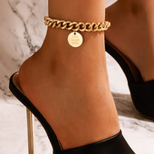 Tocona Punk gleznă cu lanț gros pentru femei fete culoare aurie napolitană aliaj metal picioare reglabile accesorii bijuterii boeme 19762