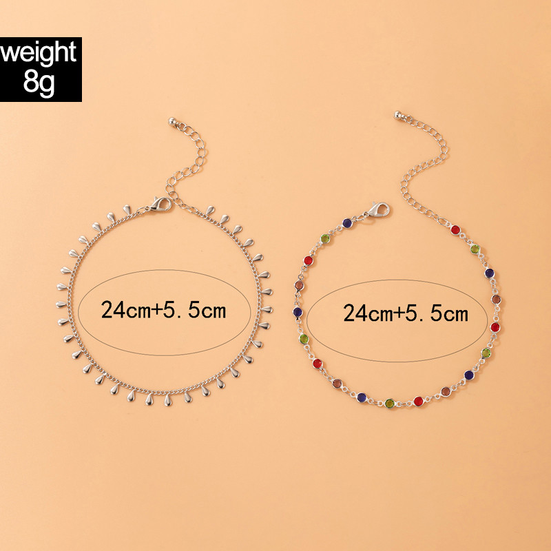 Tocona, piatră de cristal colorată, lanț pentru picioare, perle elegante, glezne reglabile, realizate manual pentru femei, set de bijuterii boeme 21494