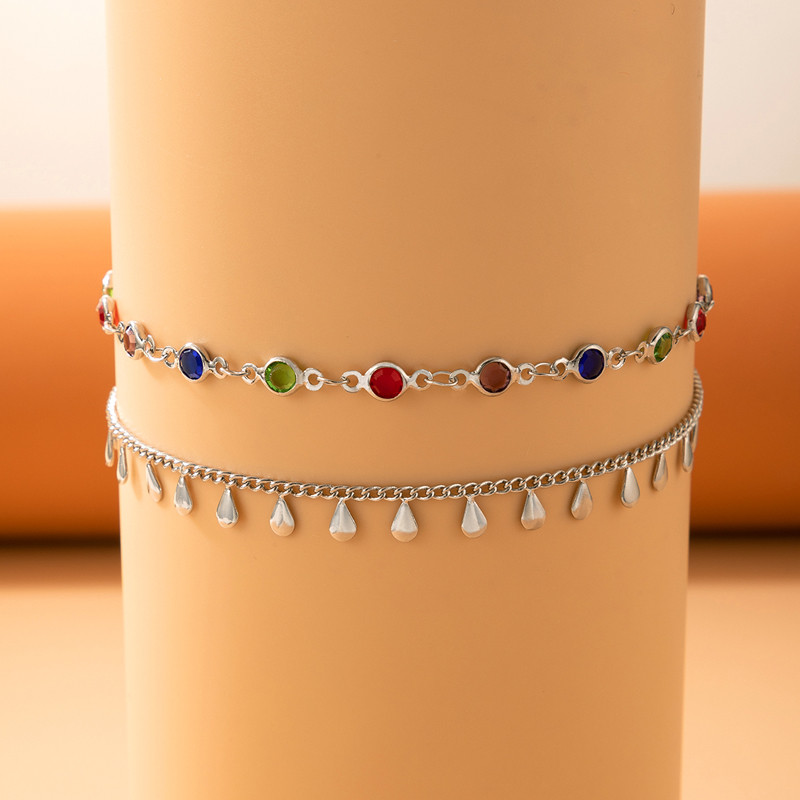 Tocona, piatră de cristal colorată, lanț pentru picioare, perle elegante, glezne reglabile, realizate manual pentru femei, set de bijuterii boeme 21494