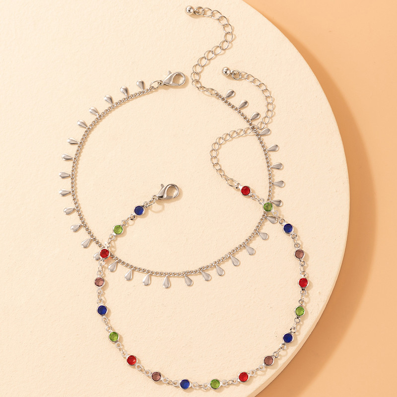 Tocona, piatră de cristal colorată, lanț pentru picioare, perle elegante, glezne reglabile, realizate manual pentru femei, set de bijuterii boeme 21494