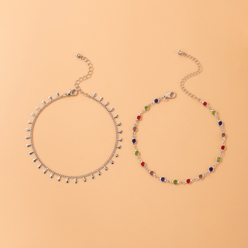 Tocona, piatră de cristal colorată, lanț pentru picioare, perle elegante, glezne reglabile, realizate manual pentru femei, set de bijuterii boeme 21494