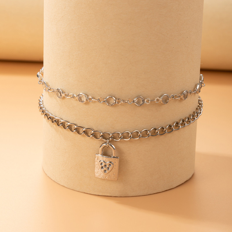 „ToconaPunk“ storos grandinės užraktas, mielos širdies, blizgios krištolinio akmens basutės basoms pėdoms moterims, vyrams, bohemiški papuošalai20913