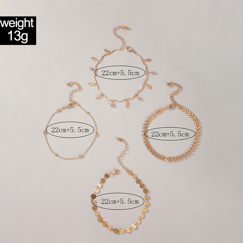 Tocona Boho Crystal Tree Leaf kutų kulkšnys moterims geometrijos tuščiavidurio metalo reguliuojamas kulkšnies komplektas papuošalai 4vnt/komplektas 15619