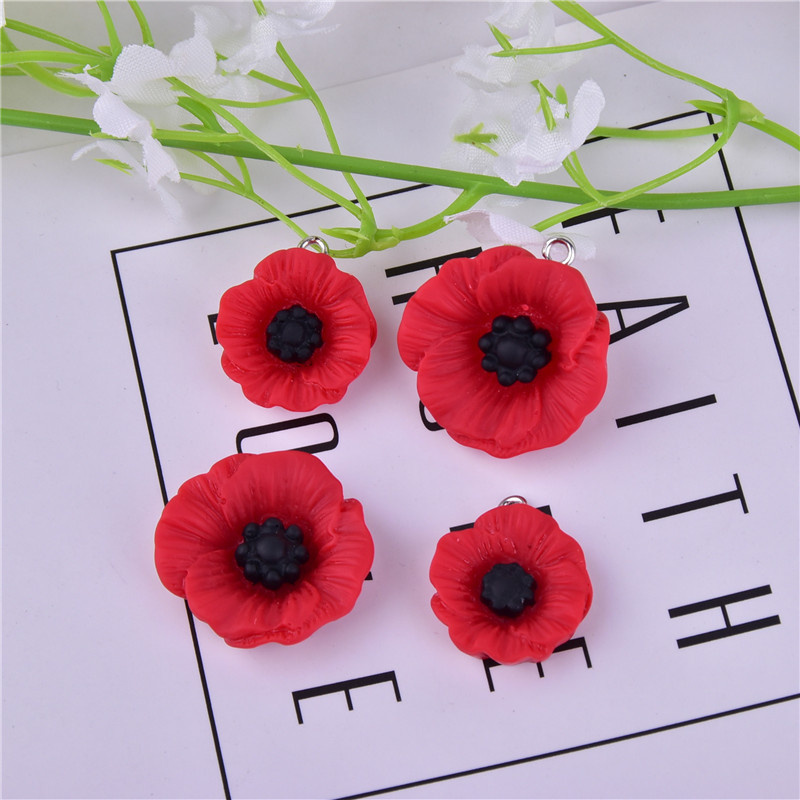 10vnt./20vnt./pak. Aguonų pakabukai, skirti Anzac Day Resin gėlių papuošalų apyrankėms auskarams pasidaryti pasidaryk pats