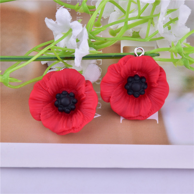 10vnt./20vnt./pak. Aguonų pakabukai, skirti Anzac Day Resin gėlių papuošalų apyrankėms auskarams pasidaryti pasidaryk pats