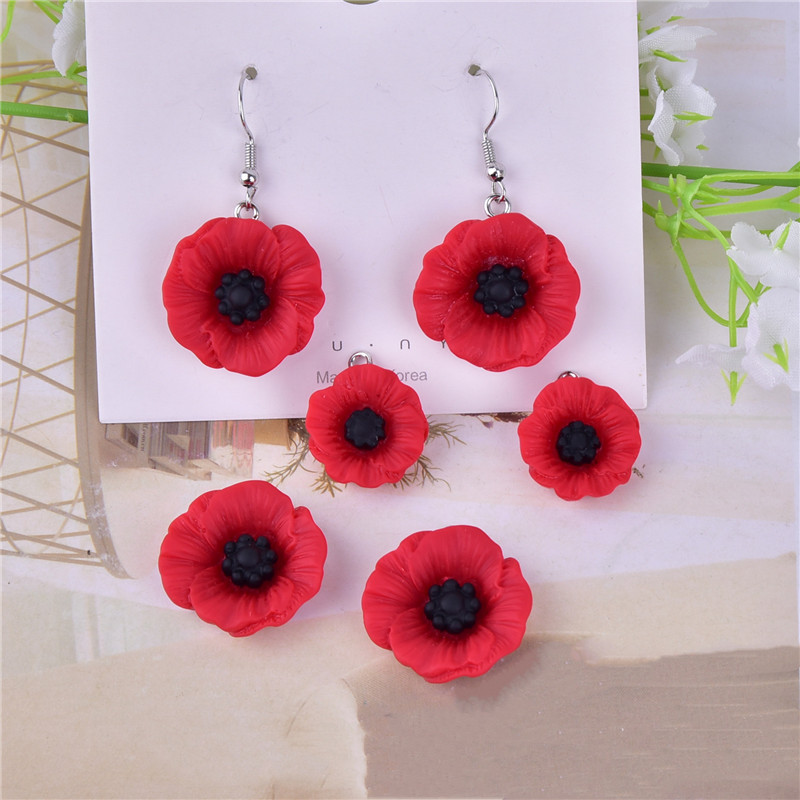 10vnt./20vnt./pak. Aguonų pakabukai, skirti Anzac Day Resin gėlių papuošalų apyrankėms auskarams pasidaryti pasidaryk pats