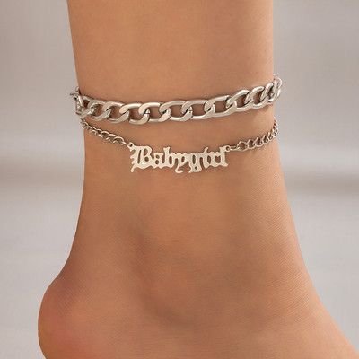 Tocona Punk Thick Chain Lock Gleszens Lovely Heart Shiny Crystal Stone Barefoot Sandals Feet for Women Men Bohemian Jewelry21549
