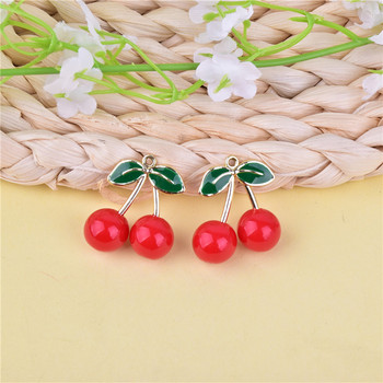 Μεγάλο μέγεθος Cherry 10 τμχ Cherry Fruit Metal Charms για σκουλαρίκι DIY Fashion Jewelry Αξεσουάρ