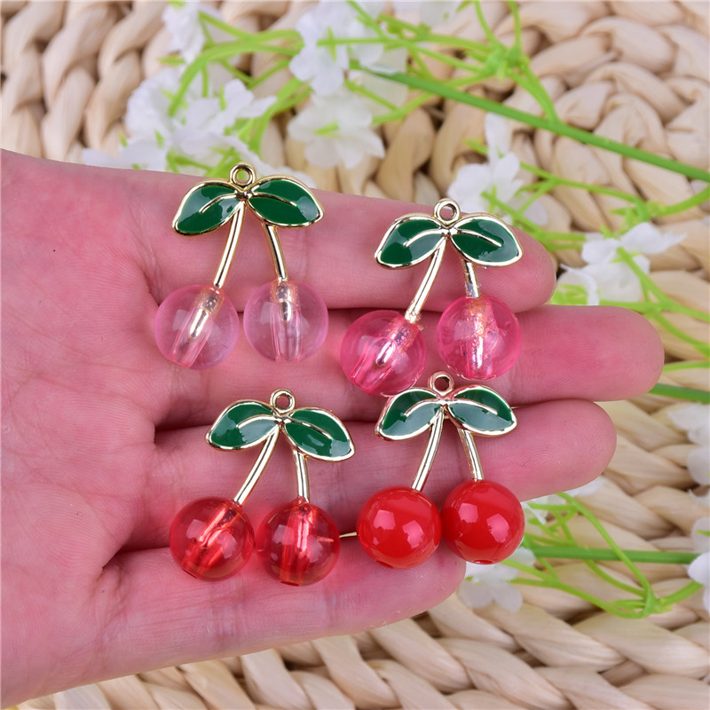Didelio dydžio vyšnių 10 vnt vyšnių vaisių metaliniai pakabukai auskarams „pasidaryk pats“ mados papuošalų priedai