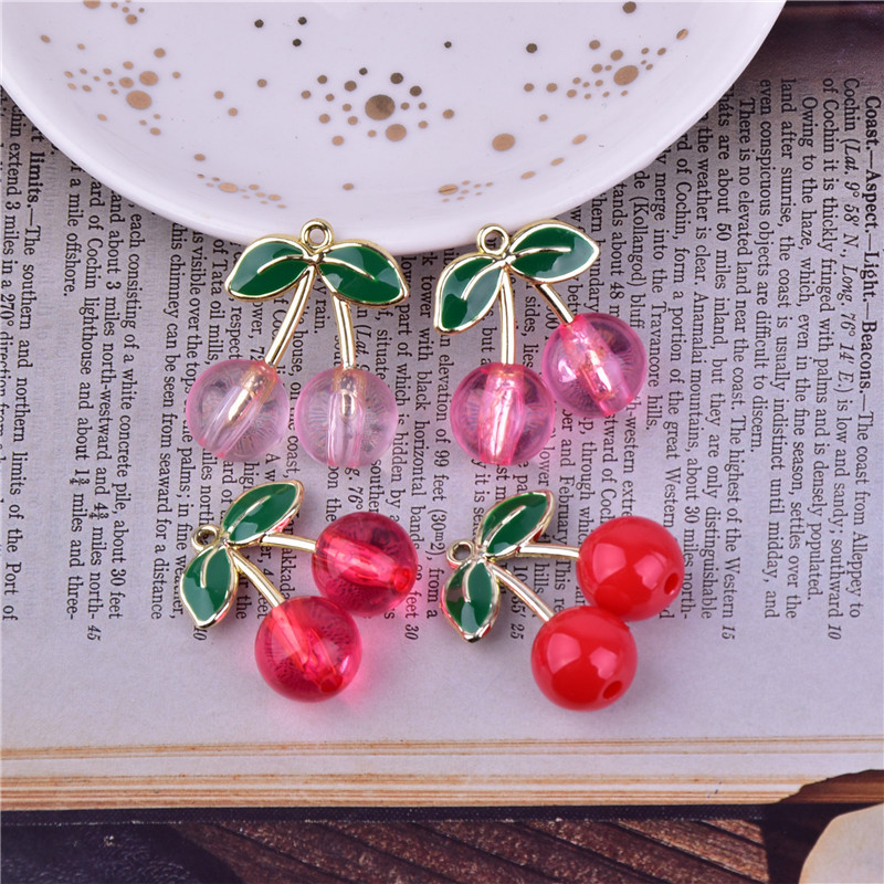 Didelio dydžio vyšnių 10 vnt vyšnių vaisių metaliniai pakabukai auskarams „pasidaryk pats“ mados papuošalų priedai