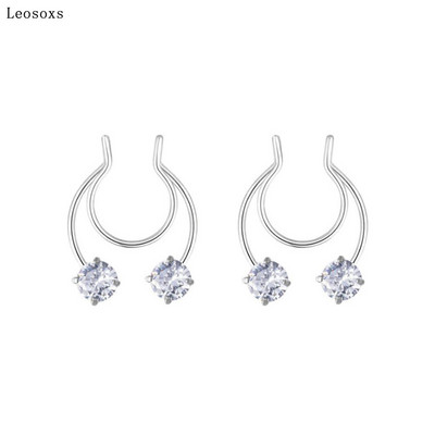 Leosoxs 2 buc Inele pentru nas fals din oțel inoxidabil Inel pentru nas fals Inel pentru septum cu zircon Inel pentru nas Piercing pentru corp Clip pentru nas