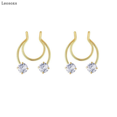 Leosoxs 2 buc Inele pentru nas fals din oțel inoxidabil Inel pentru nas fals Inel pentru septum cu zircon Inel pentru nas Piercing pentru corp Clip pentru nas