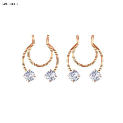 Leosoxs 2 buc Inele pentru nas fals din oțel inoxidabil Inel pentru nas fals Inel pentru septum cu zircon Inel pentru nas Piercing pentru corp Clip pentru nas
