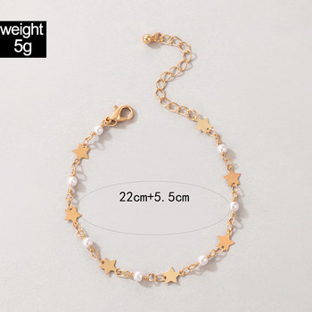 ToconaColorful Crystal Stone Foot Chain Elegant Pearl Ръчно изработени регулируеми глезени за жени Бохемски комплект бижута 21538