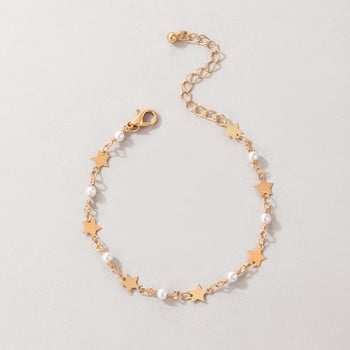 ToconaColorful Crystal Stone Foot Chain Elegant Pearl Ръчно изработени регулируеми глезени за жени Бохемски комплект бижута 21538